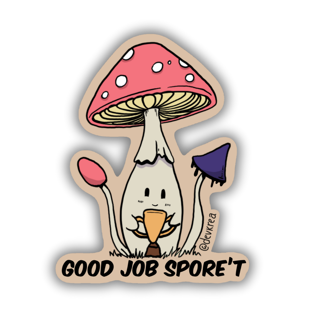 Spore't 3" Vinyl Sticker | Deviant Kreations - Deviantkreations - mushroom, sticker, Stickers