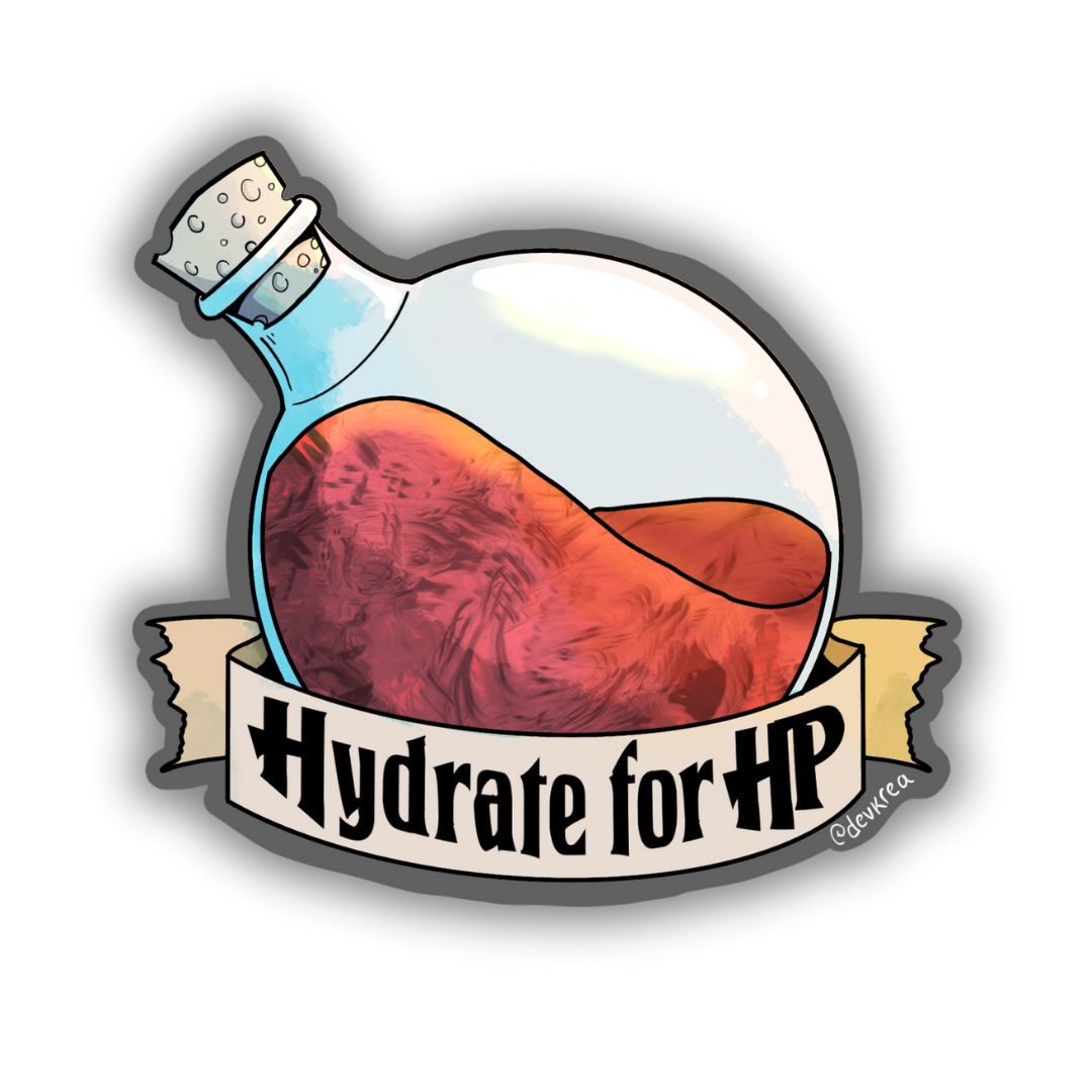 Hydrate for HP 3" Sticker | Deviant Kreations - Deviantkreations - animal stickers, DnD, fantasy, Potion, sticker, Stickers, TTRPG