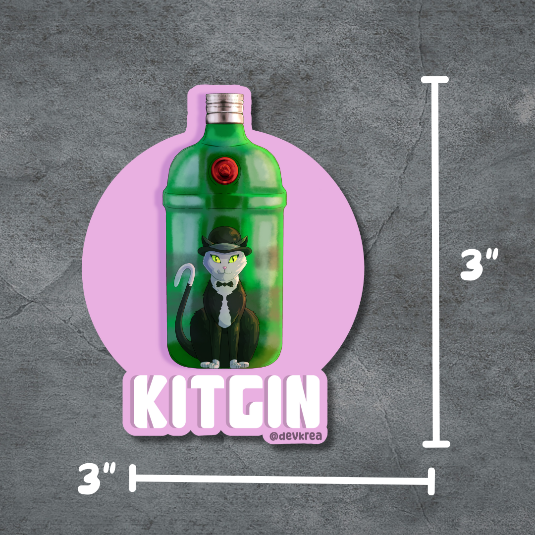 Kitgin | 3" Vinyl | Cat-tail Sticker | Deviant Kreations