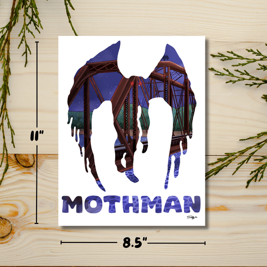 Mothman Cryptid Silhouette Print | Wall Art | Deviant Kreations