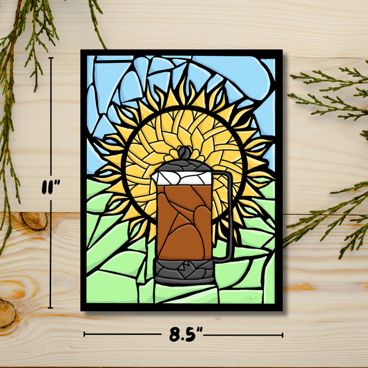 French Press Stained Glass Print | Wall Art | Deviant Kreations