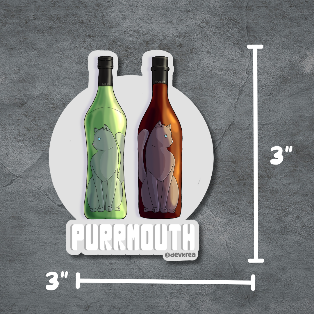 Purrmouth | 3" Vinyl | Cat-tail Sticker | Deviant Kreations