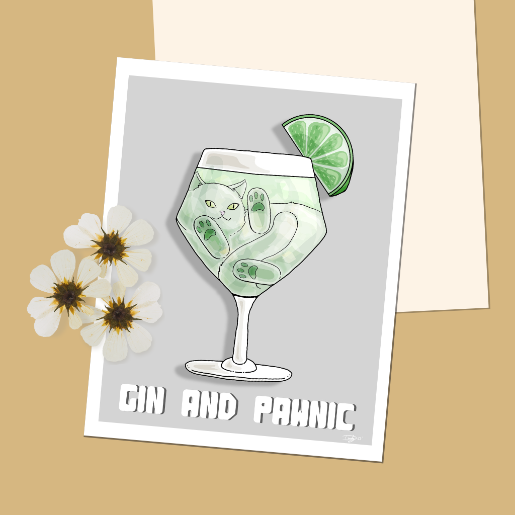 Gin and Pawnic Cat-tail Art Print | 8.5"x11" | Wall Art | Deviant Kreations - Deviantkreations