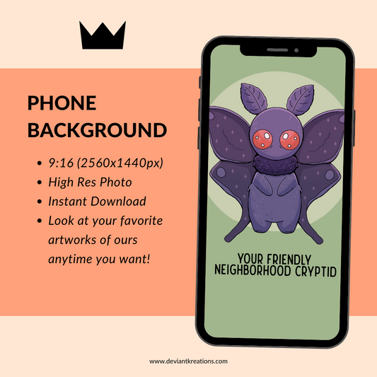 "Neighborhood Cryptid" Phone Background | Digital Download | Deviant Kreations - Deviantkreations - Digital, lockscreen, phone