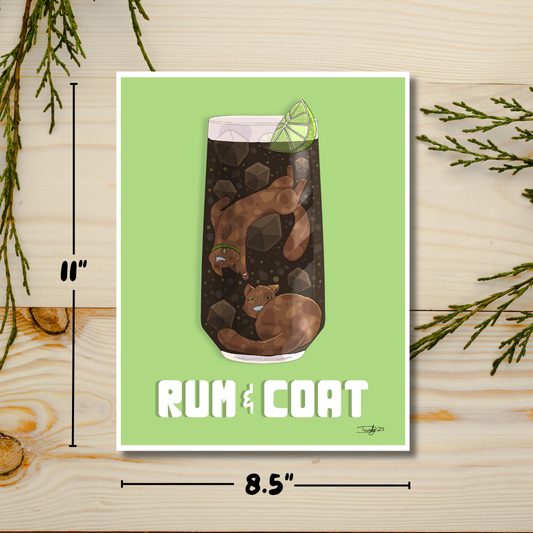 Rum&Coat Cat-tail | Satin 8.5"x11"  Print | Deviant Kreations