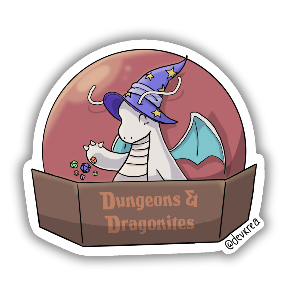 Dungeons Dragon 3" Vinyl Sticker | Deviant Kreations - Deviantkreations - DnD, dragon, sticker, Stickers, TTRPG