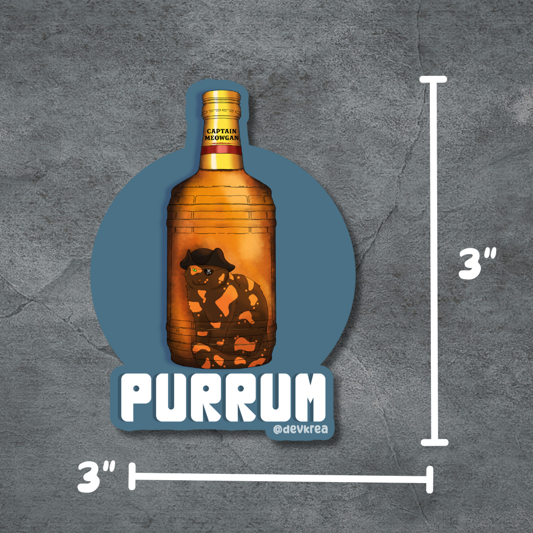 Purrum | 3" Vinyl | Cat-tail Sticker | Deviant Kreations