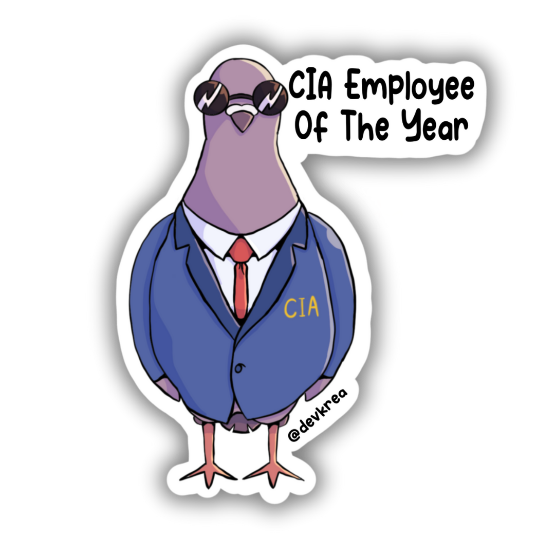 CIA Pigeon Sticker | 3" | DevKrea - Deviantkreations - bird, cute, pigeon, Stickers