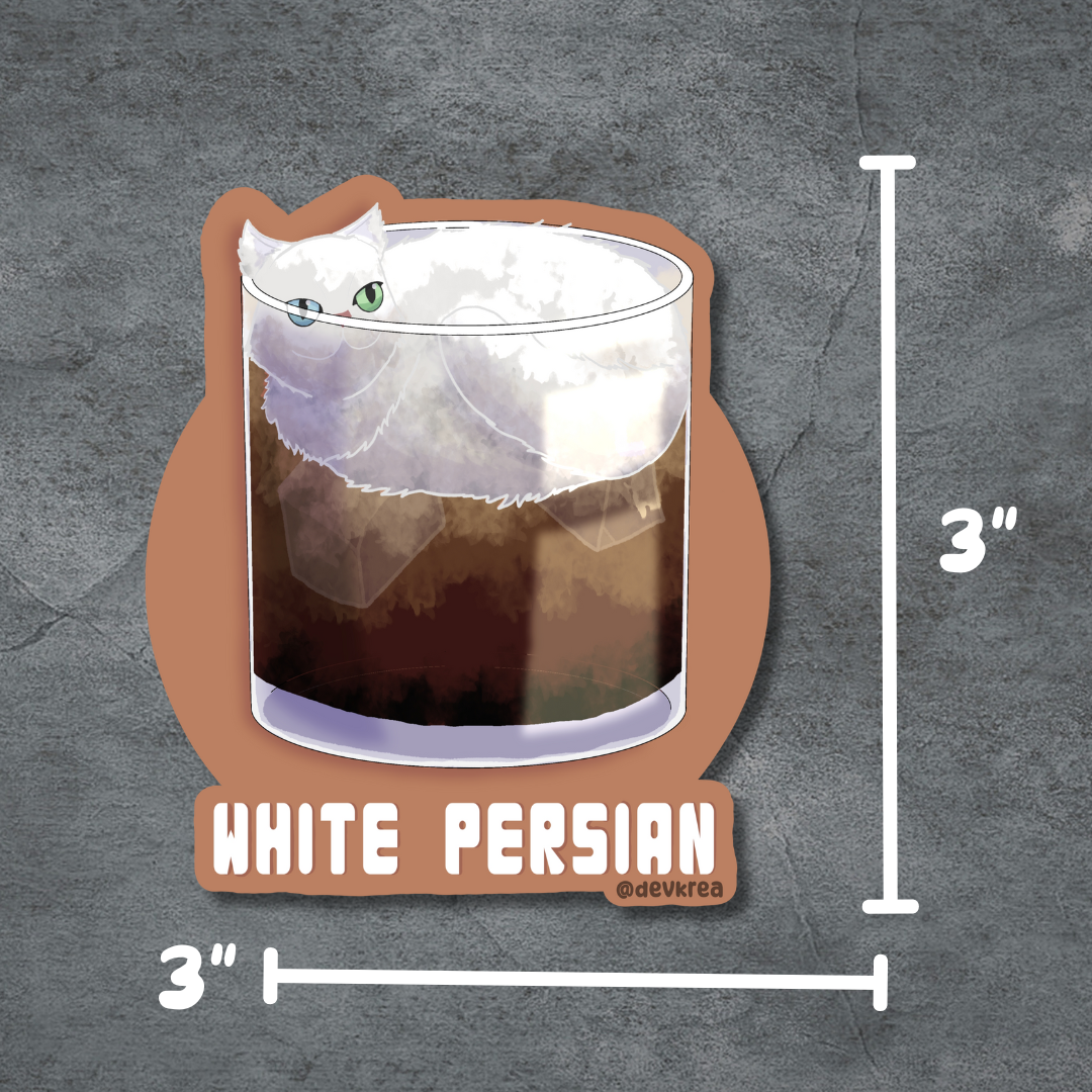 White Persian | 3" Vinyl | Cat-tail Sticker | Deviant Kreations