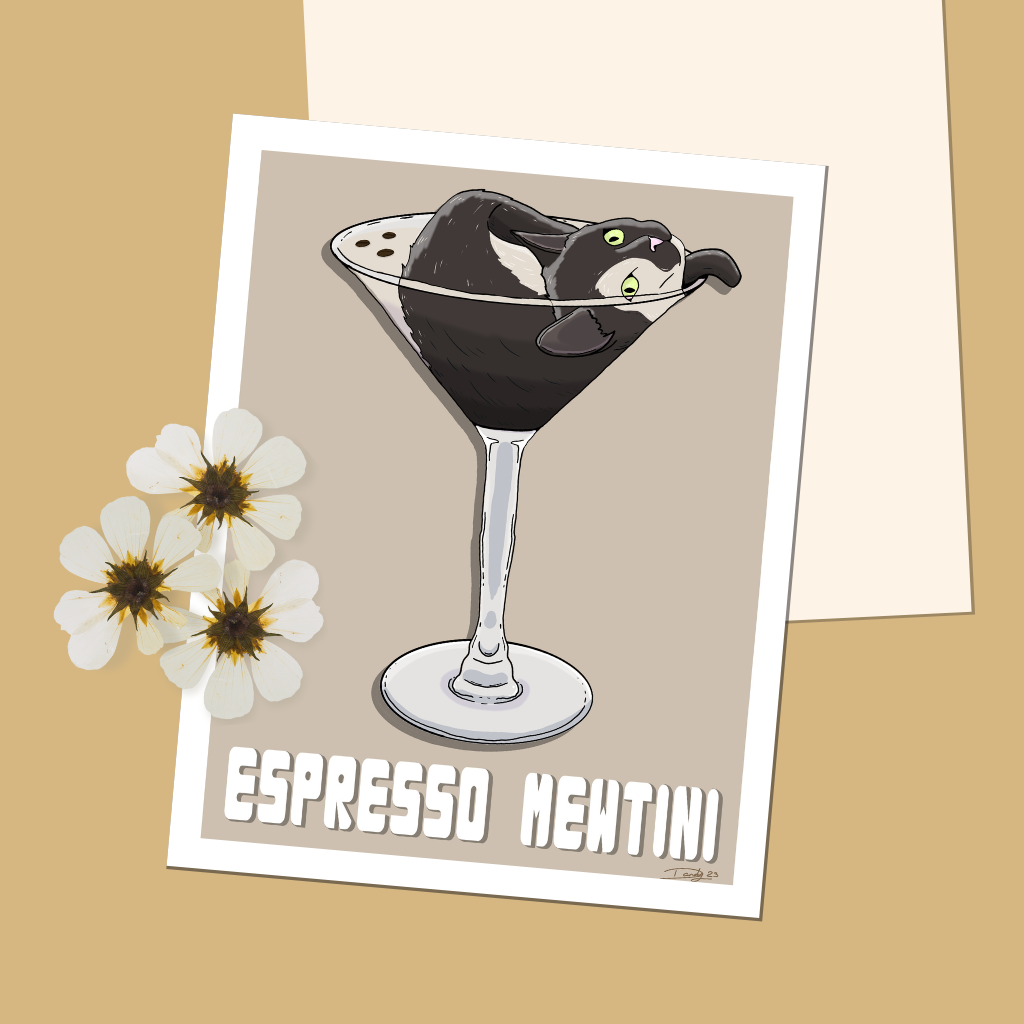 Espresso Mewtini Cat-Tail Art Print | 8.5"x11" | Wall Art | Deviant Kreations - Deviantkreations