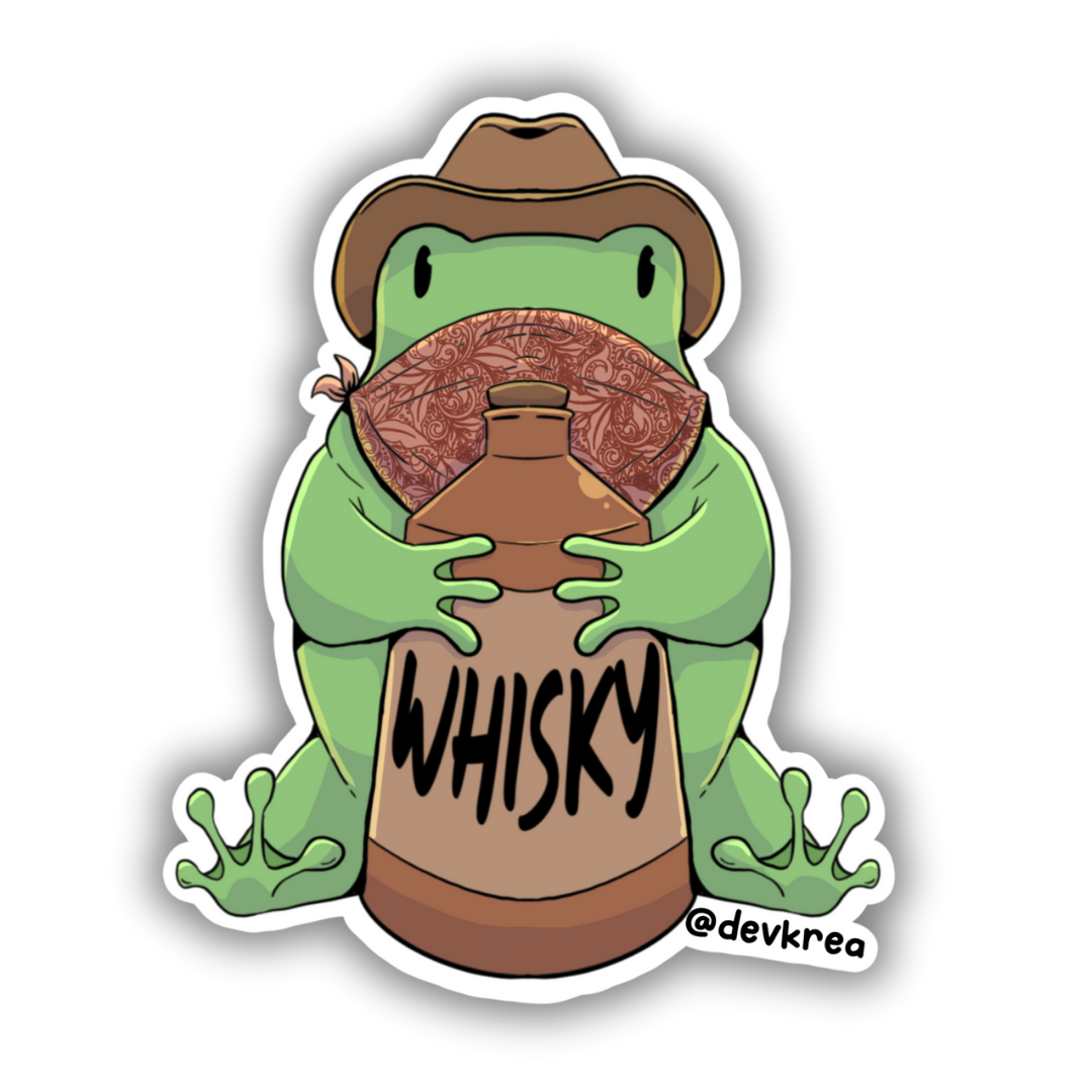Whisky Frog Sticker | 3" | Deviant Kreations