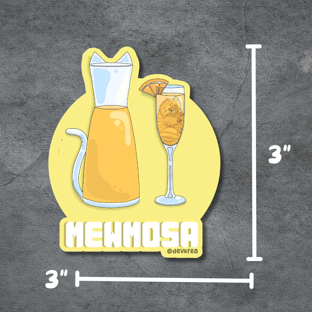 Mewmosa | 3" Vinyl | Cat-tail Sticker | Deviant Kreations
