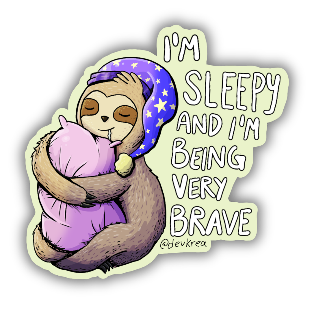 Sleepy and Brave Sloth Sticker | 3" | Dishwasher Safe | Deviant Kreations - Deviantkreations - animal stickers, sleepy, sticker, Stickers