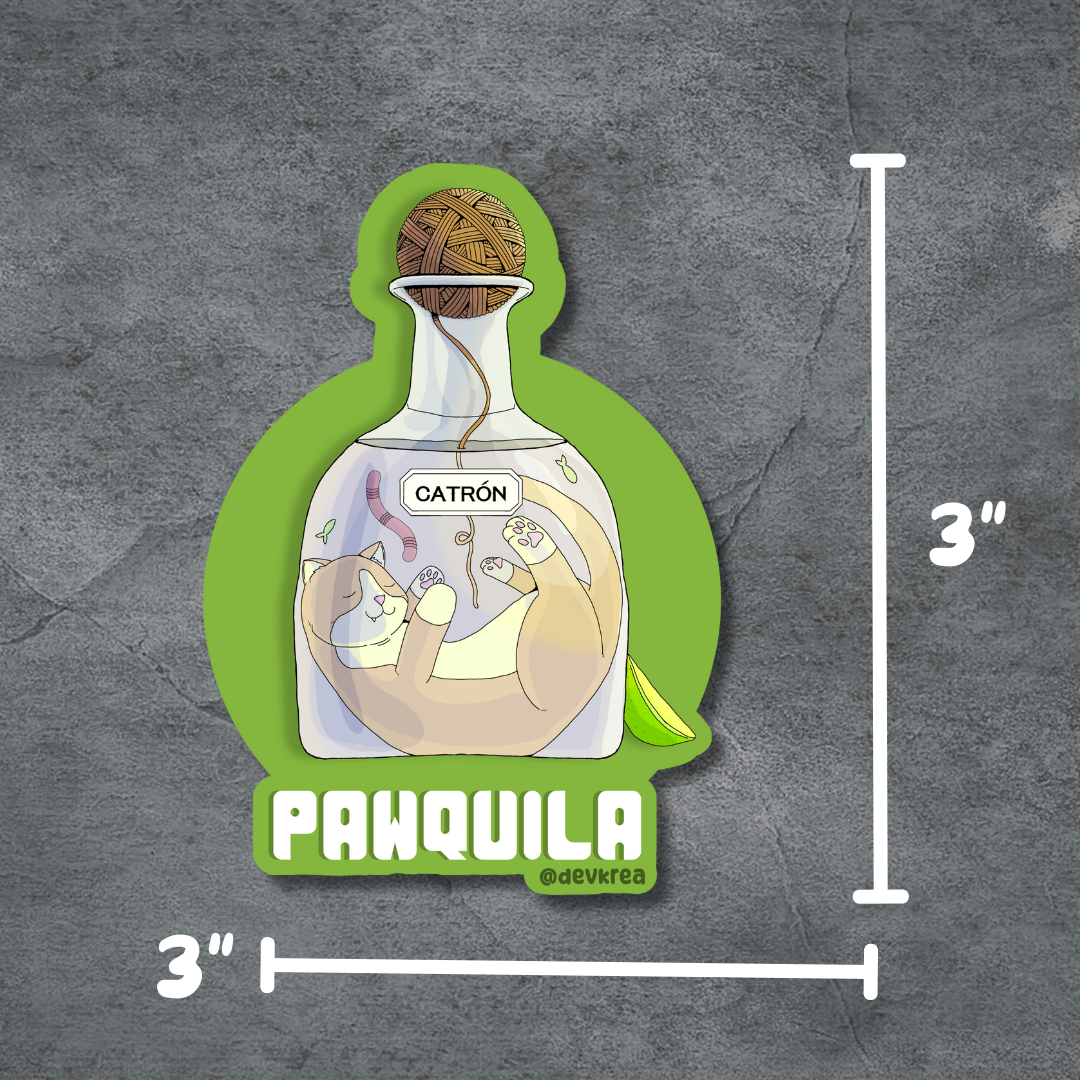 Pawquila | 3" Vinyl | Cat-tail Sticker | Deviant Kreations