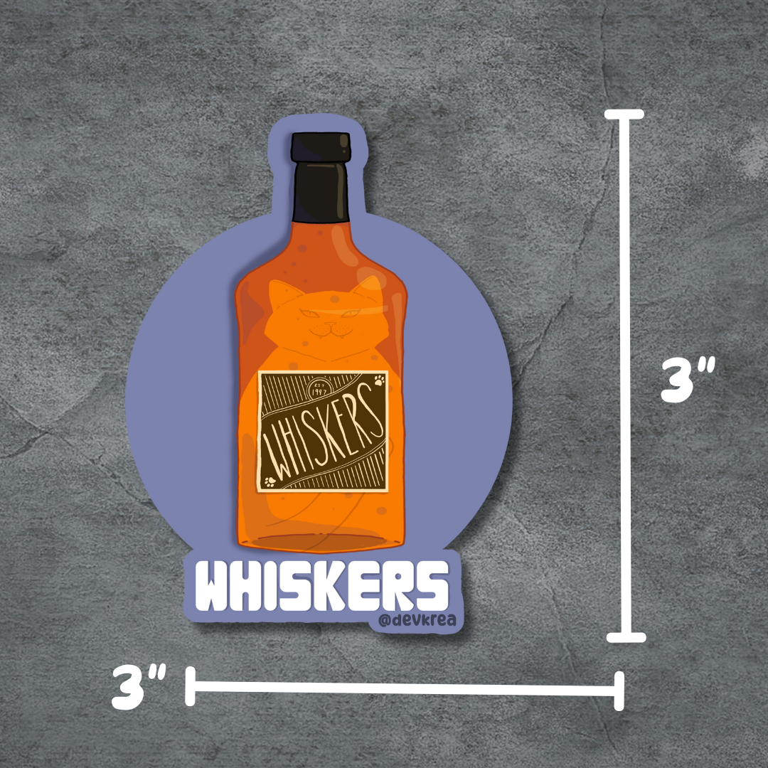 Whiskers | 3" Vinyl | Cat-tail Sticker | Deviant Kreations