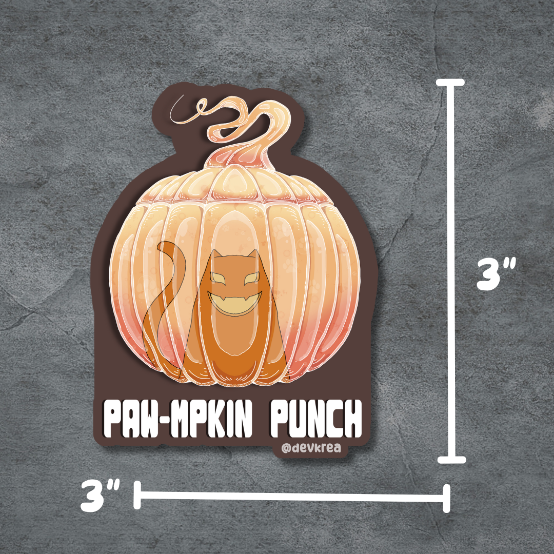 Paw-mpkin Punch | 3" Vinyl | Cat-tail Sticker | Deviant Kreations
