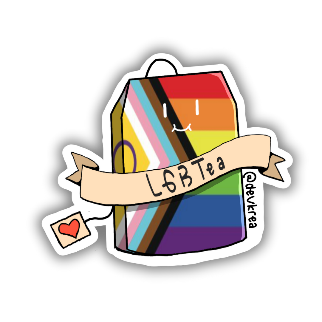 LGBTea Tea Bag Sticker | 3" | Deviant Kreations - Deviantkreations - art, colorful, cool, cute, devkrea, laptop, lgbtq, Pride, skateboard, sticker, Stickers, vinyl, waterbottle