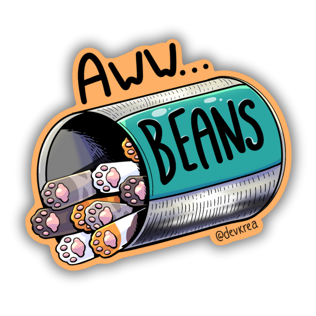 Aww Beans 3" Vinyl Sticker | Deviant Kreations
