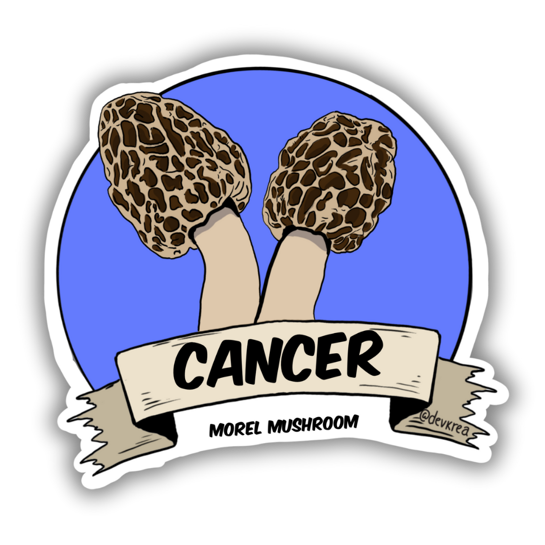 Cancer Zodiac Mushroom  3" Vinyl Sticker | Deviant Kreations - Deviantkreations - astrology, cancer, mushroom, sticker, Stickers, zodiac