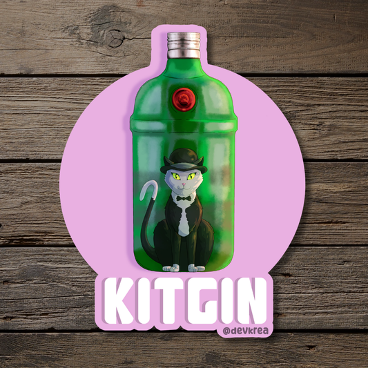 Kitgin | 3" Vinyl | Cat-tail Sticker | Deviant Kreations