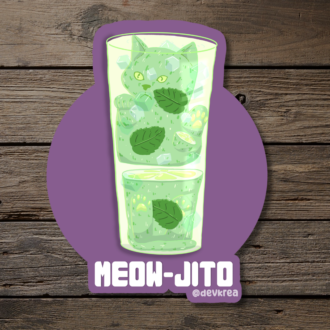 Meowjito | 3" Vinyl | Cat-tail Sticker | Deviant Kreations