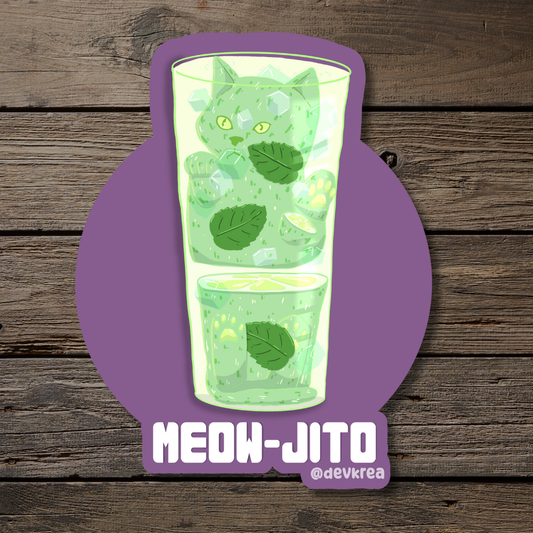 Meowjito | 3" Vinyl | Cat-tail Sticker | Deviant Kreations