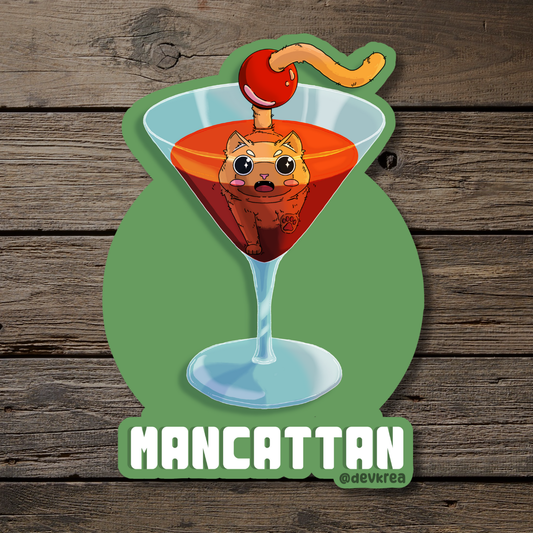 Mancattan | 3" Vinyl | Cat-tail Sticker | Deviant Kreations