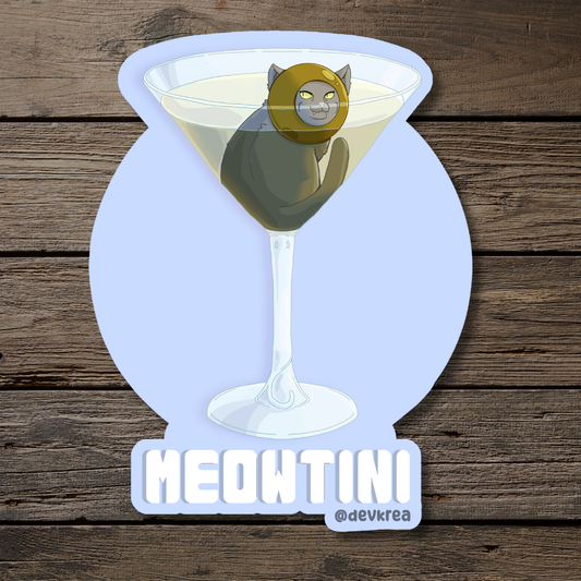 Meowtini | 3" Vinyl | Cat-tail Sticker | Deviant Kreations