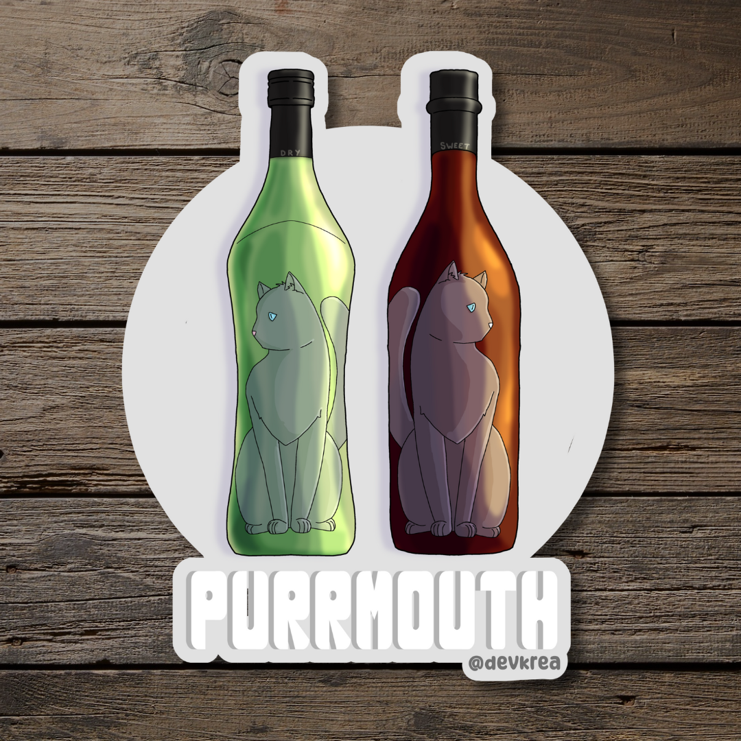 Purrmouth | 3" Vinyl | Cat-tail Sticker | Deviant Kreations