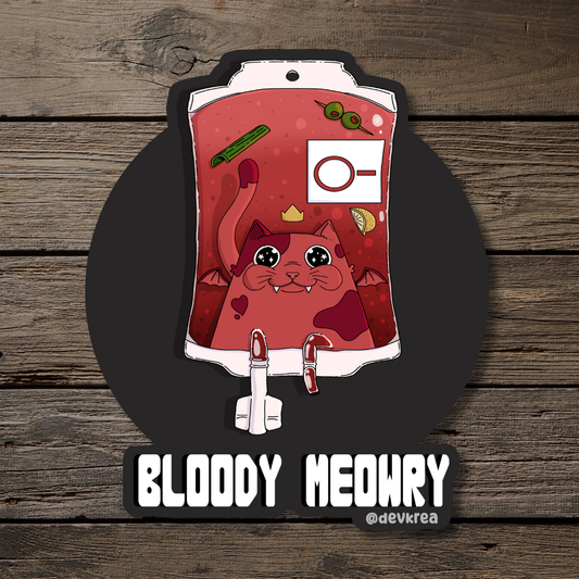 Bloody Meowry | 3" Vinyl | Cat-tail Sticker | Deviant Kreations