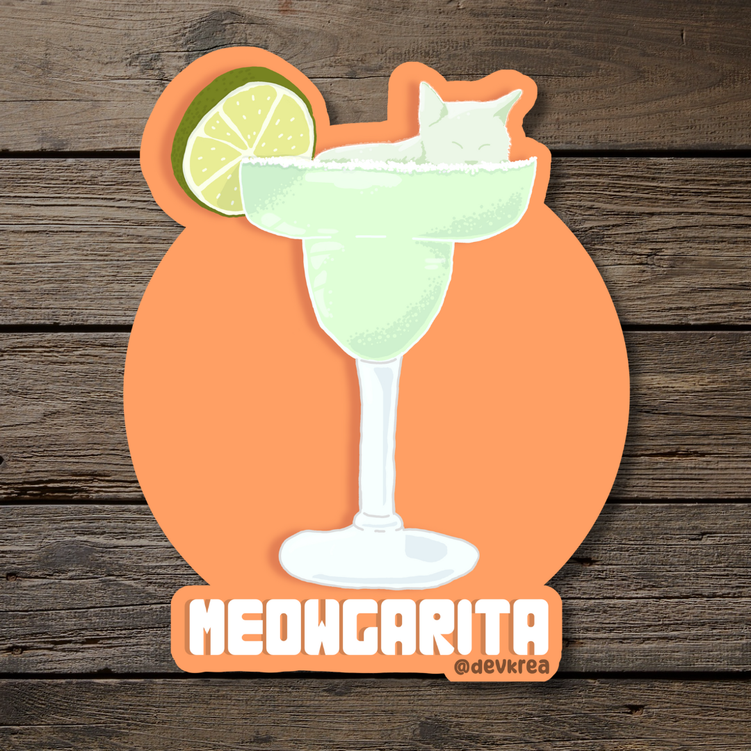 Meowgarita | 3" Vinyl | Cat-tail Sticker | Deviant Kreations