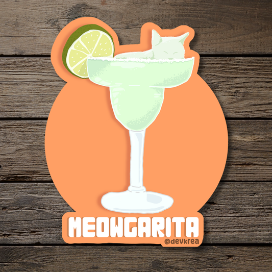 Meowgarita | 3" Vinyl | Cat-tail Sticker | Deviant Kreations