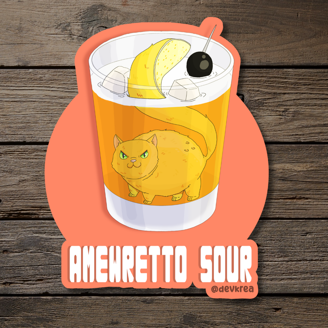 Amewretto Sour | 3" Vinyl | Cat-tail Sticker | Deviant Kreations