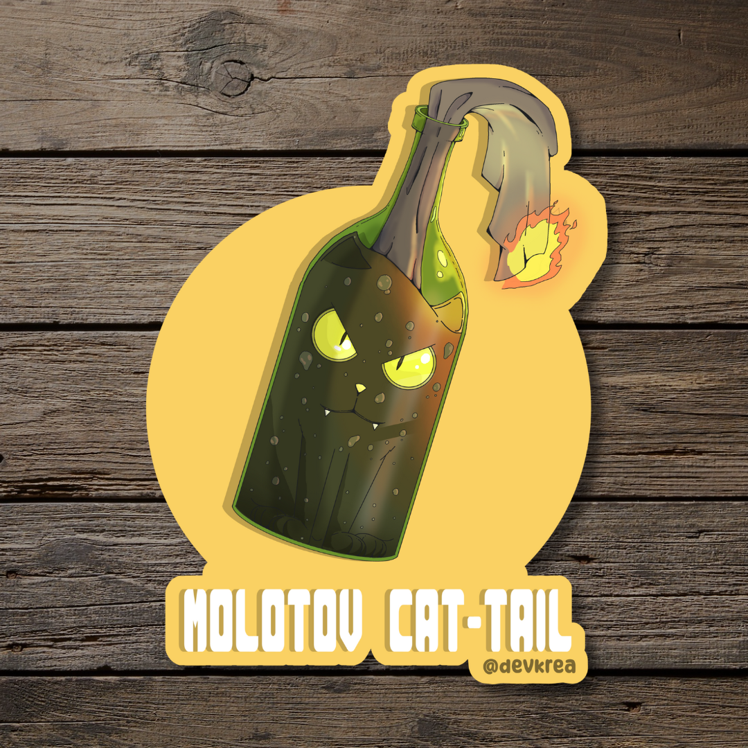 Molotov Cattail | 3" Vinyl | Cat-tail Sticker | Deviant Kreations