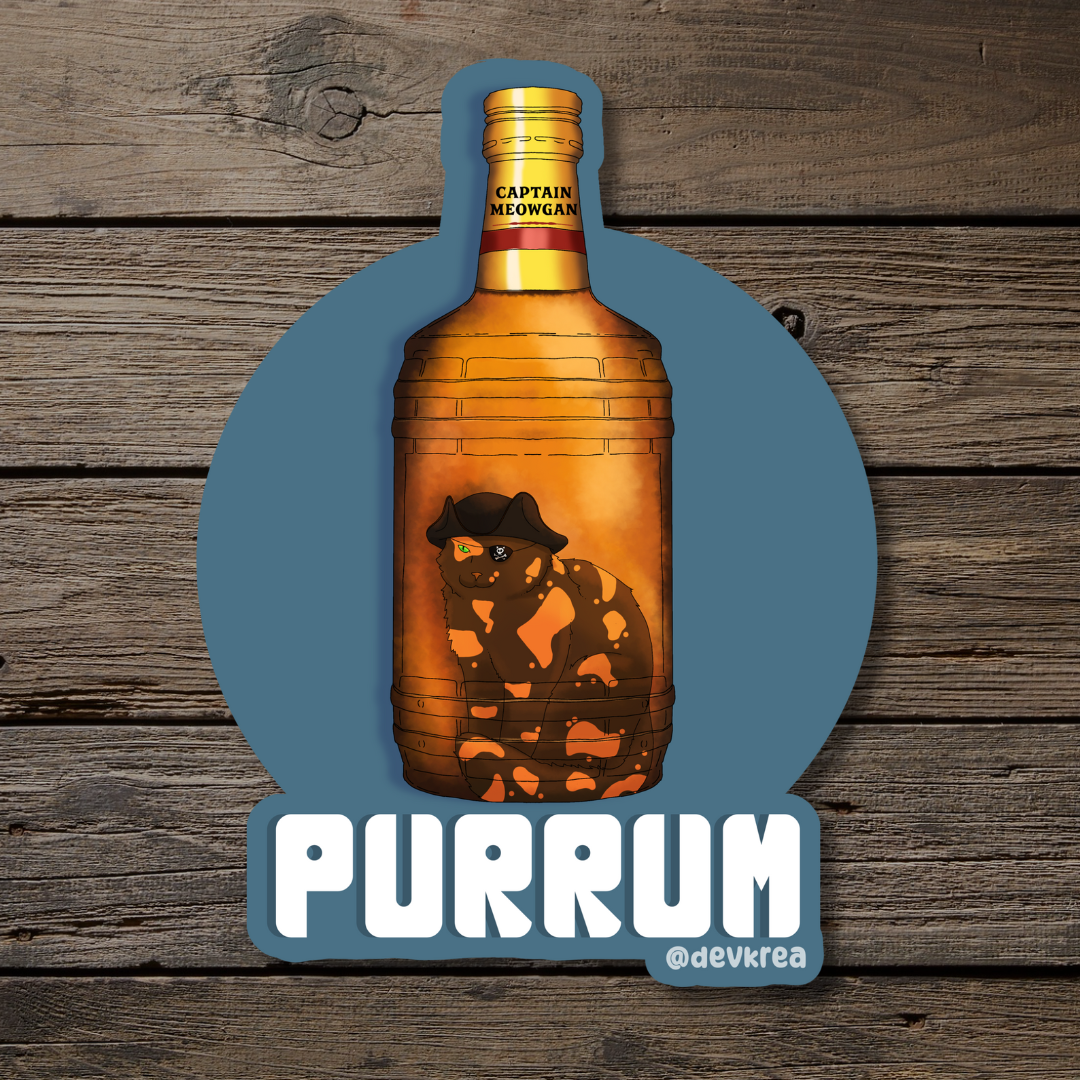 Purrum | 3" Vinyl | Cat-tail Sticker | Deviant Kreations