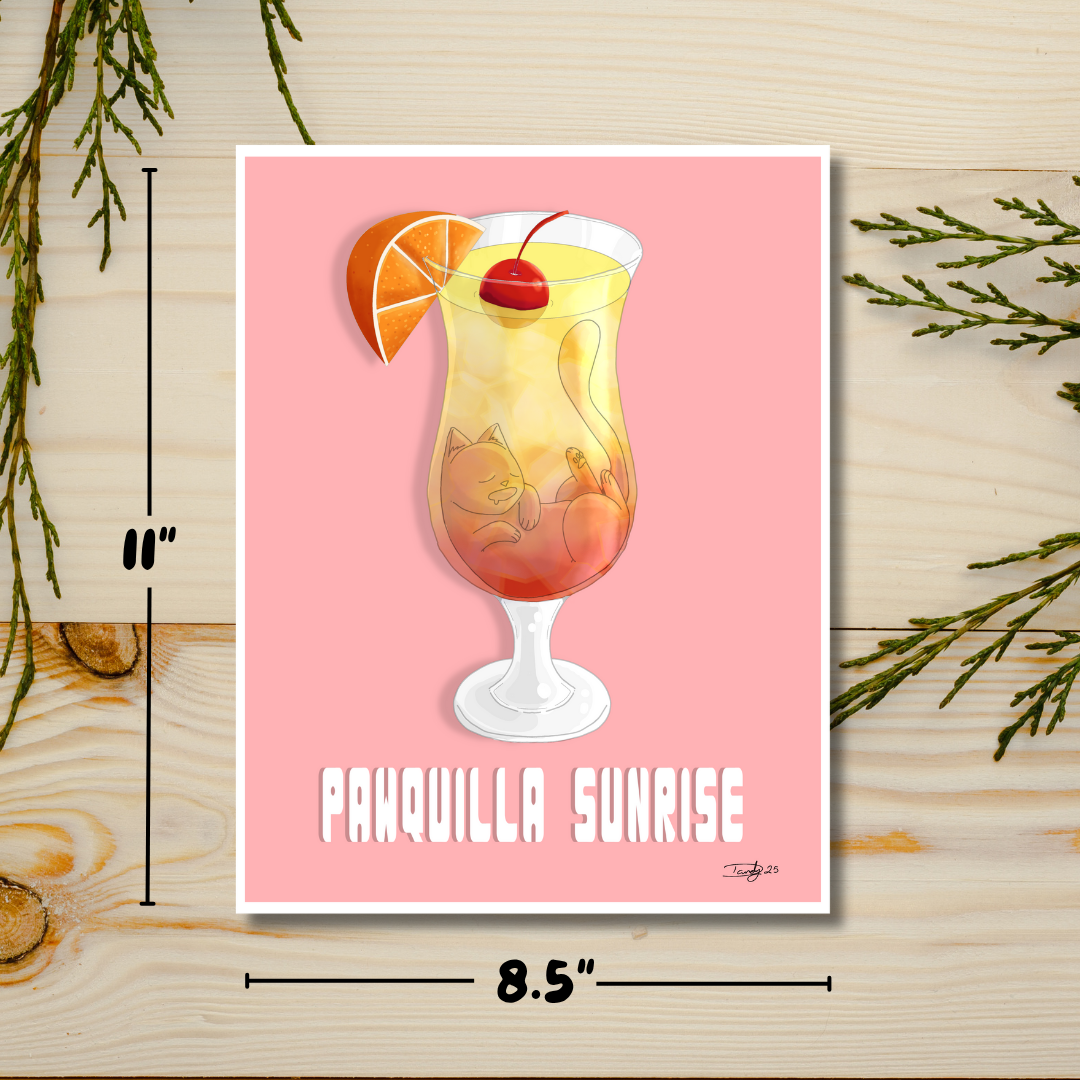 Pawquilla Sunrise Cat-tail | Satin 8.5"x11"  Print | Deviant Kreations