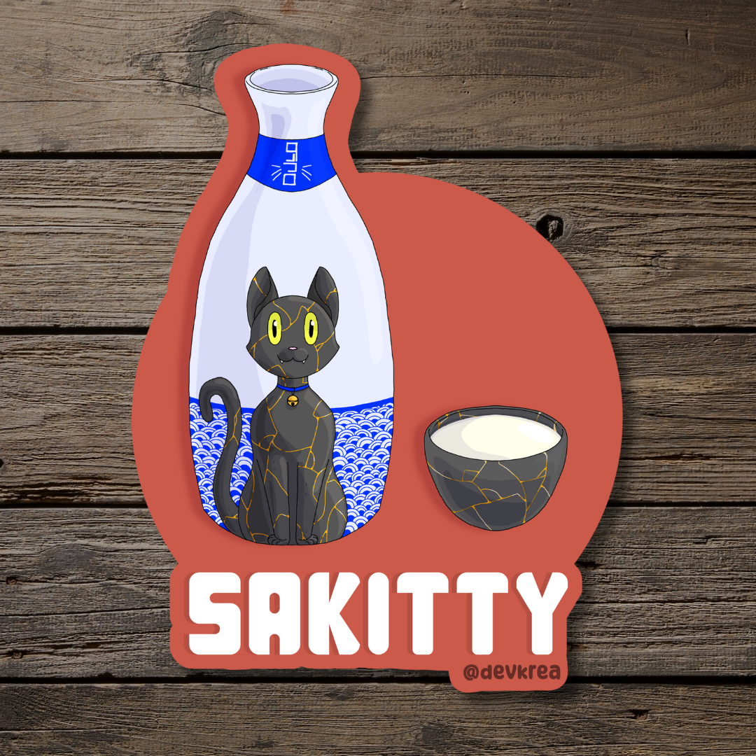 Sakitty | 3" Vinyl | Cat-tail Sticker | Deviant Kreations