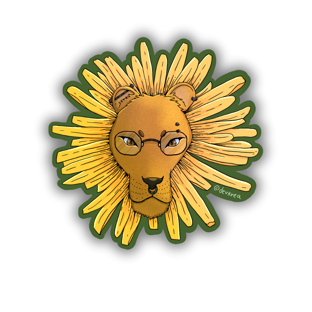 Dandylion 3" Sticker | Deviant Kreations - Deviantkreations - animals, cats, dandilion, flower, lion, sticker, Stickers