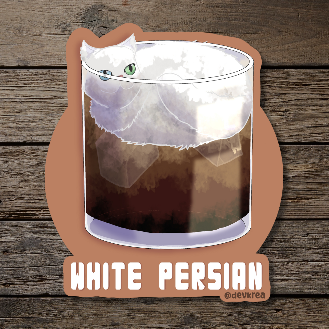 White Persian | 3" Vinyl | Cat-tail Sticker | Deviant Kreations