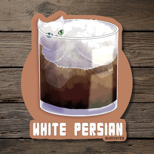 White Persian | 3" Vinyl | Cat-tail Sticker | Deviant Kreations