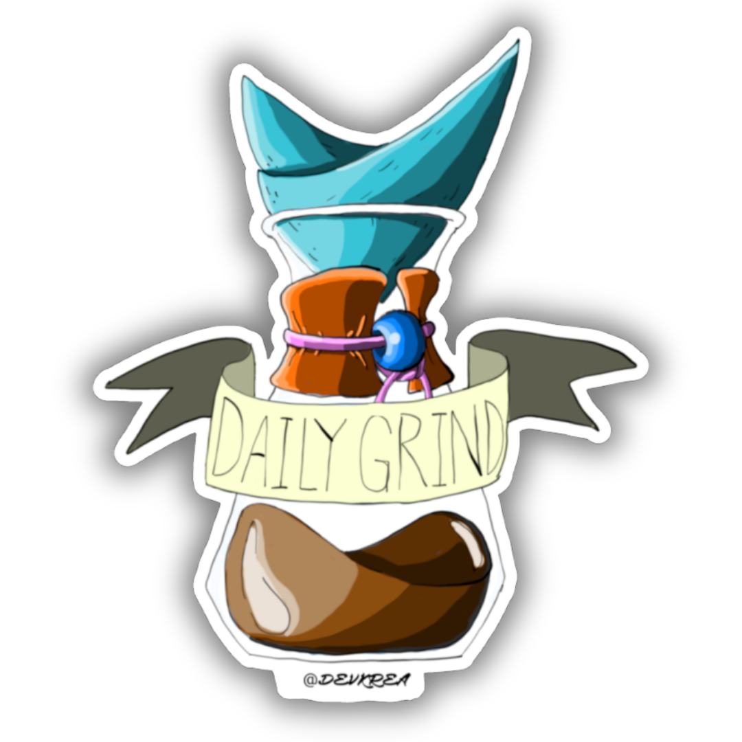 Daily Grind Coffee Sticker | 3" | Deviant Kreations - Deviantkreations - art, chemex, coffee, Coffee Sticker, coffeestickers, gift, grind, sticker, stickers