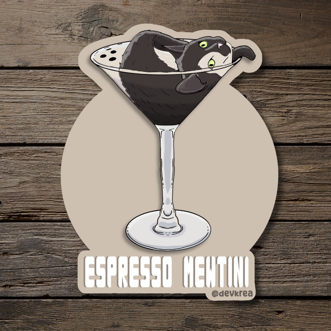 Espresso Mewtini | 3" Vinyl | Cat-tail Sticker | Deviant Kreations