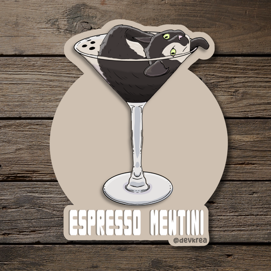 Espresso Mewtini | 3" Vinyl | Cat-tail Sticker | Deviant Kreations