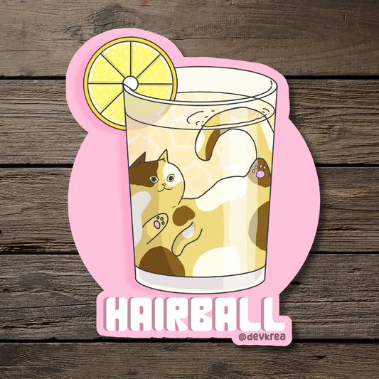 Hairball | 3" Vinyl | Cat-tail Sticker | Deviant Kreations