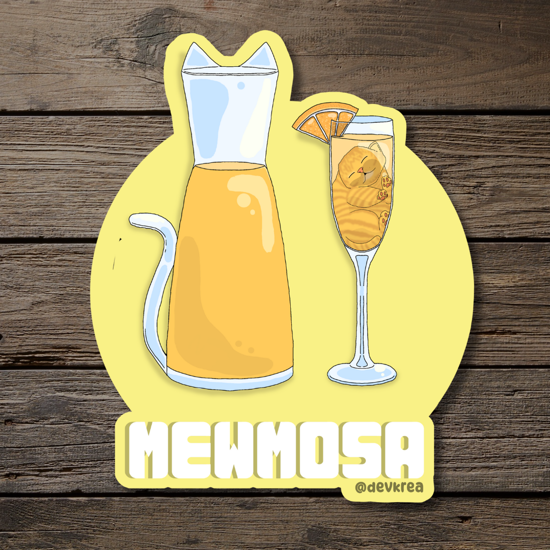 Mewmosa | 3" Vinyl | Cat-tail Sticker | Deviant Kreations
