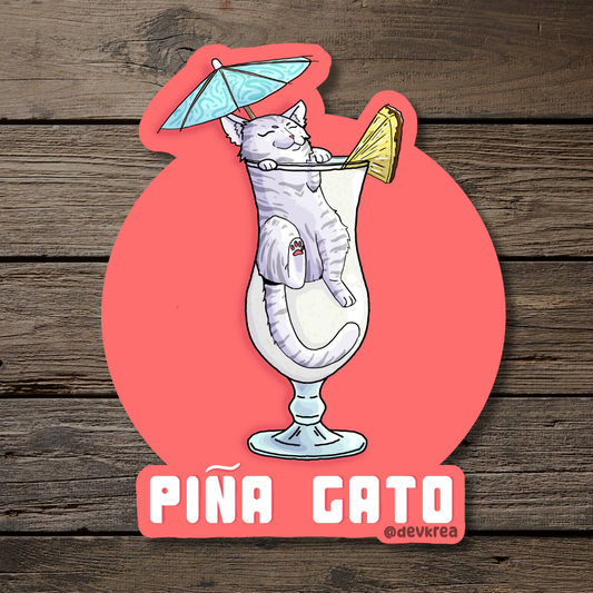 Pina Gato | 3" Vinyl | Cat-tail Sticker | Deviant Kreations