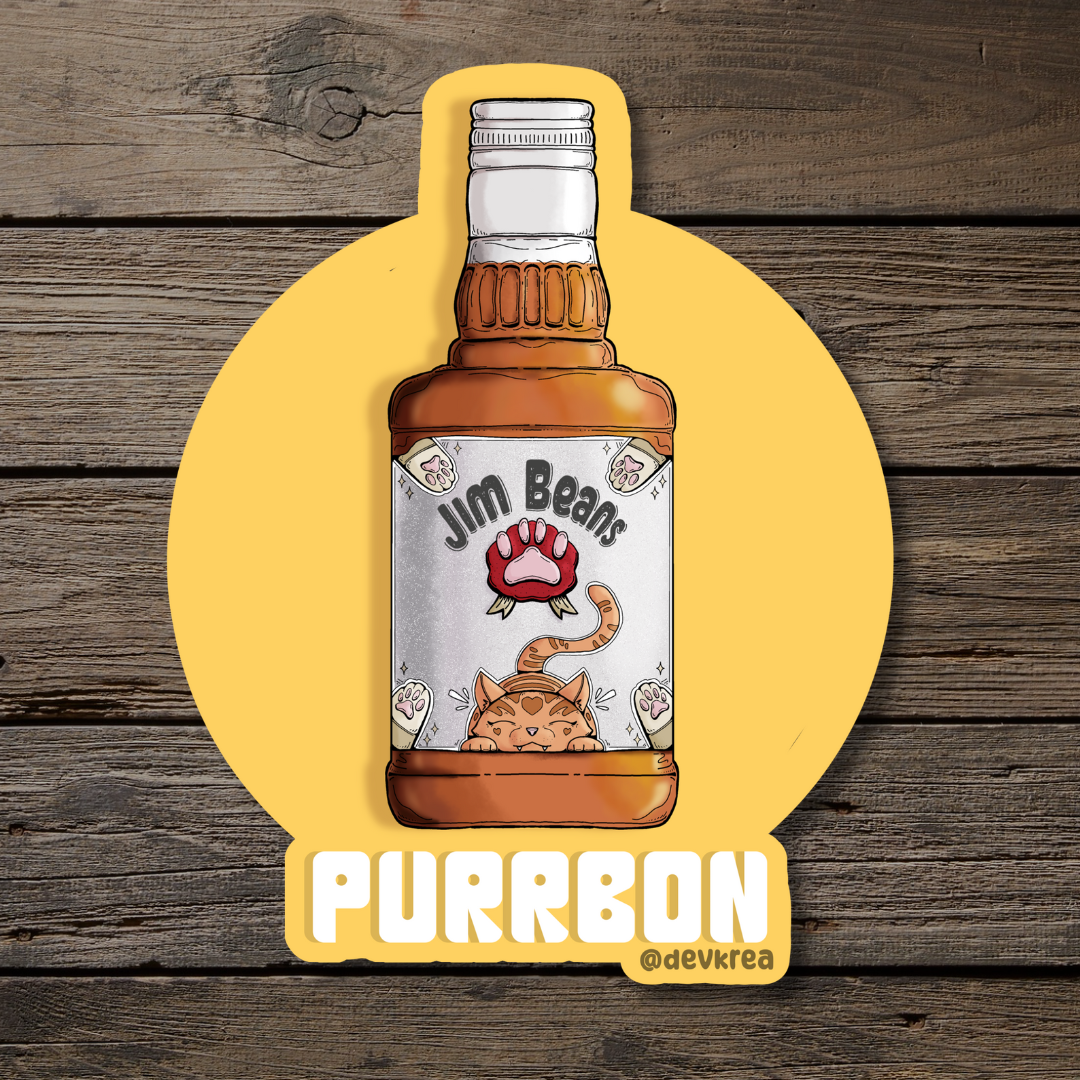 Purrbon | 3" Vinyl | Cat-tail Sticker | Deviant Kreations