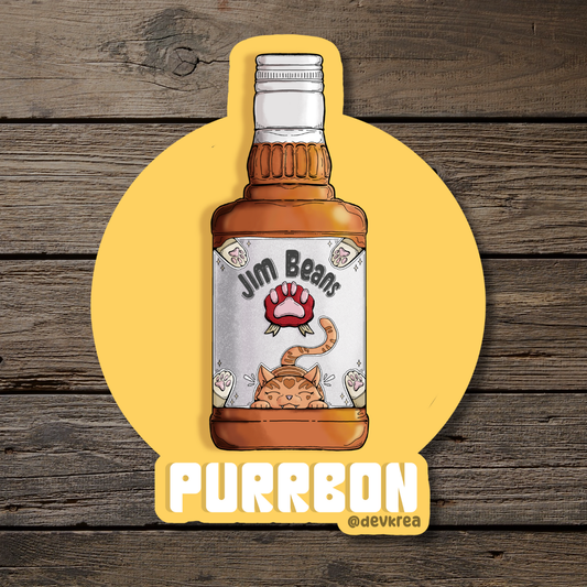 Purrbon | 3" Vinyl | Cat-tail Sticker | Deviant Kreations