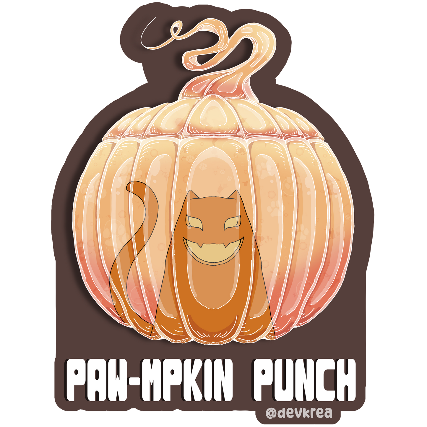Paw-mpkin Punch | 3" Vinyl | Cat-tail Sticker | Deviant Kreations