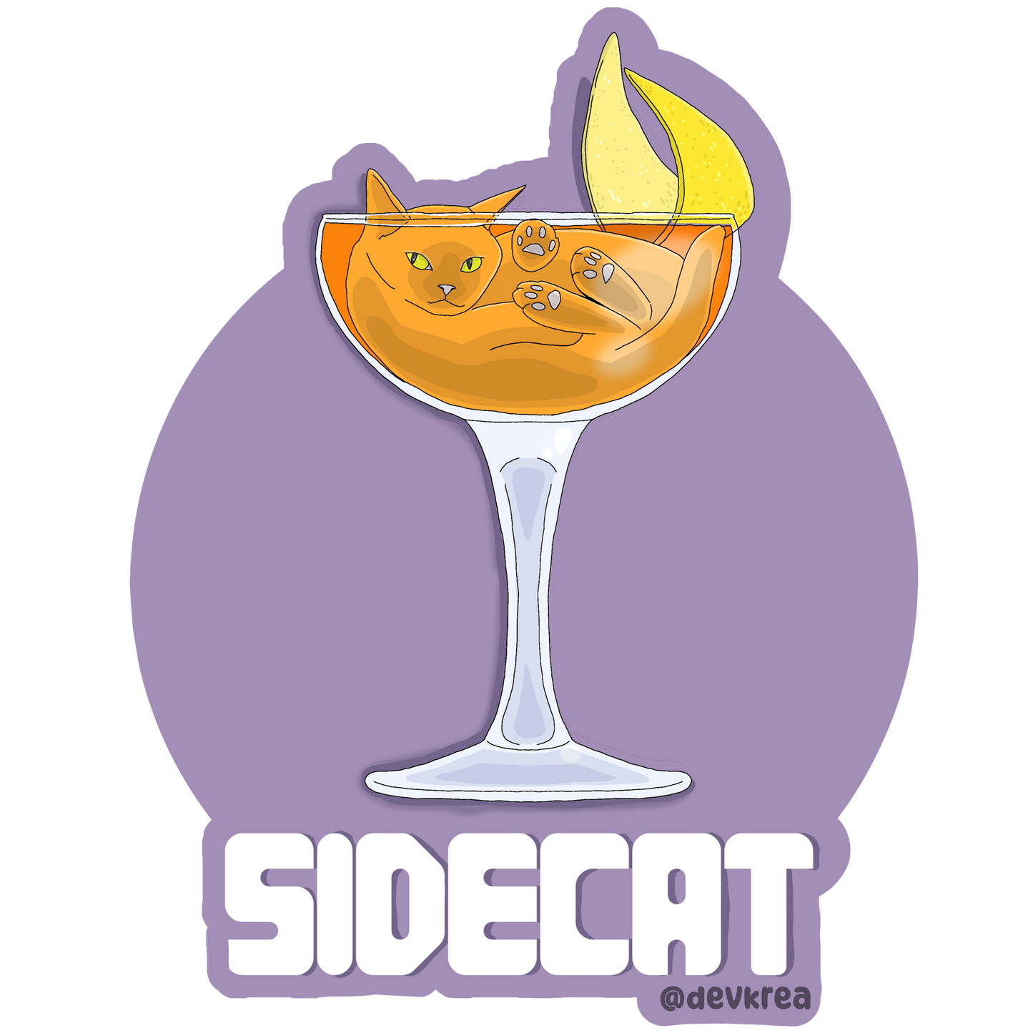 Side Cat | 3" Vinyl | Cat-tail Sticker | Deviant Kreations